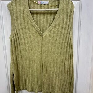 NWOT Free People Beach Veda ribbed shirt and skirt set size Small Green